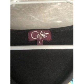 Robe noire avec motifs colorés taille L « Coline  »