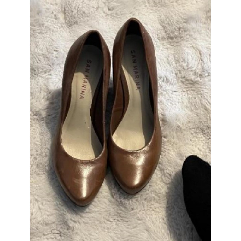 Compense cuir caramel 39