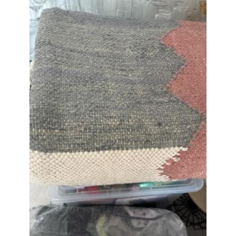 Tapis tissé marocain rose gris beige état neuf 