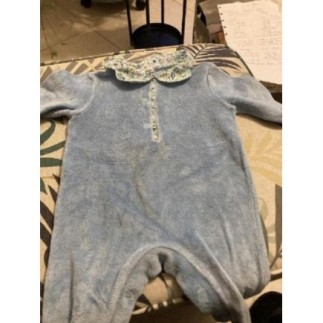 Pyjama bleu col fleurs 3...