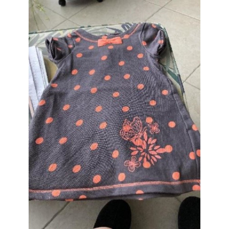 Robe à pois orange 6 mois Orchestra 