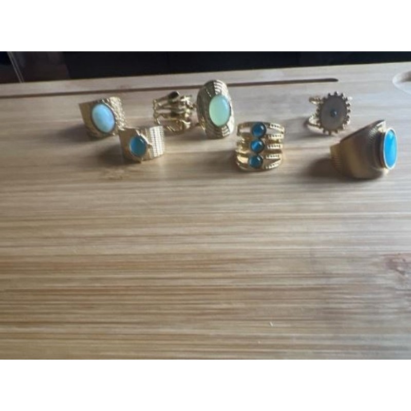 Bague en acier inoxydable perle bleue 