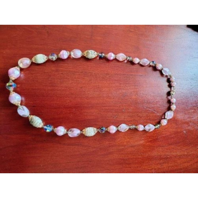 Ca-Collier vintage pierres violettes et doré 