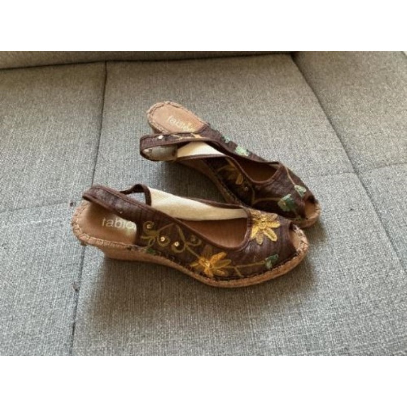 SANDALE COMPENSÉE MARRON T 38