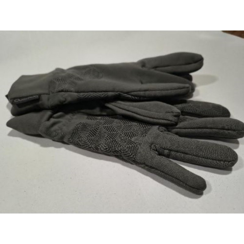 Gants quechua gris foncé, motifs flocon en relief,femme