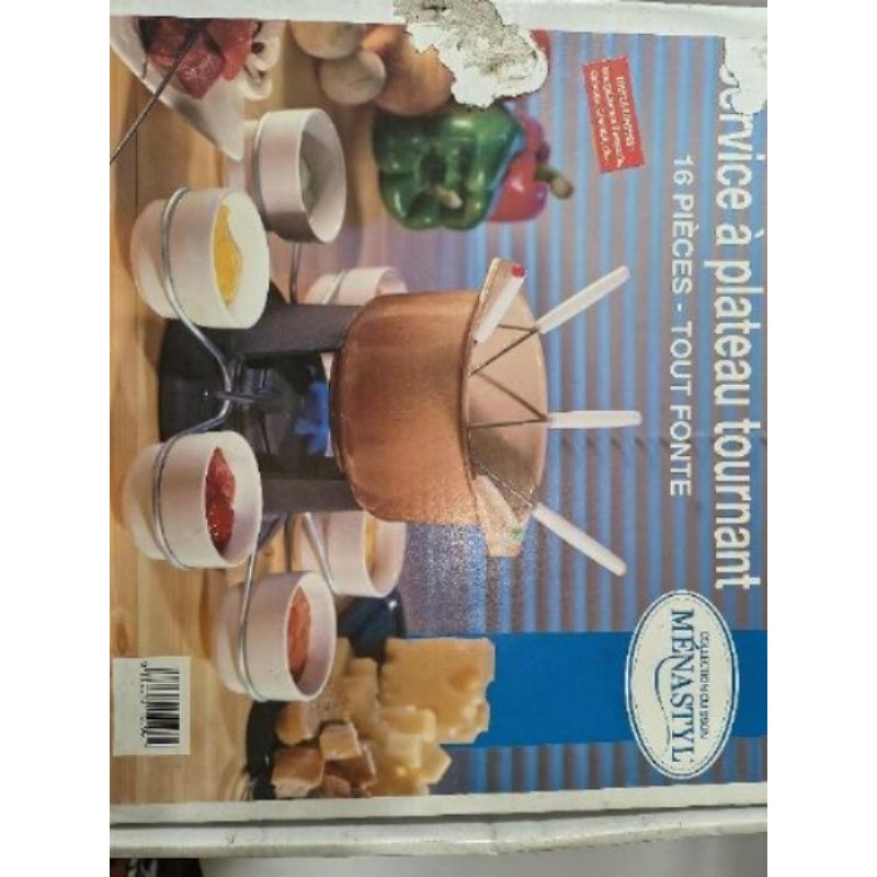 Services à fondue, plateau tournant 16 pieces, tout fonte.