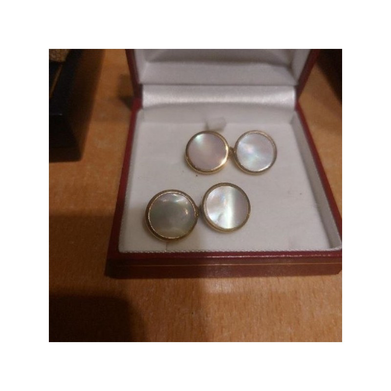 Boutons de manchettes vintage doré nacré 