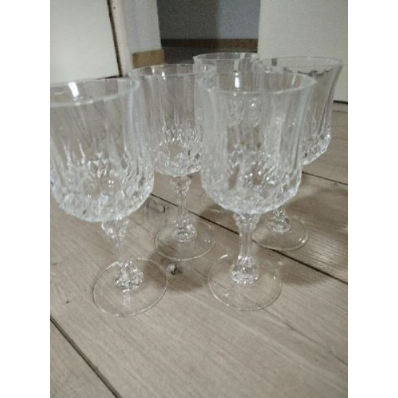 Lot 5 verres à vin Cristal d'Arques Longchamp 