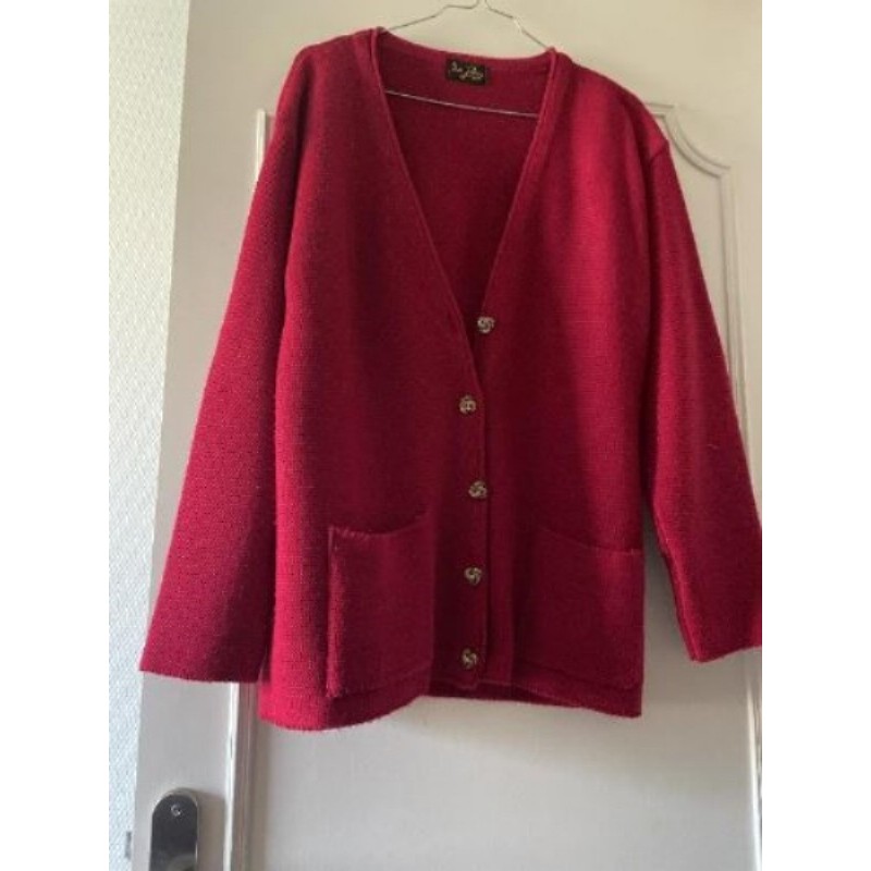 32/ Vintage Gilet, rouge, bordeaux, miss Julia, Paris T42/44