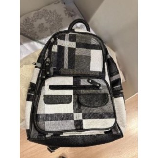 Sac à dos carreaux noir et...