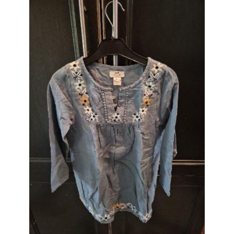 Haut tunique Cyrilus bleue brodée 8ans