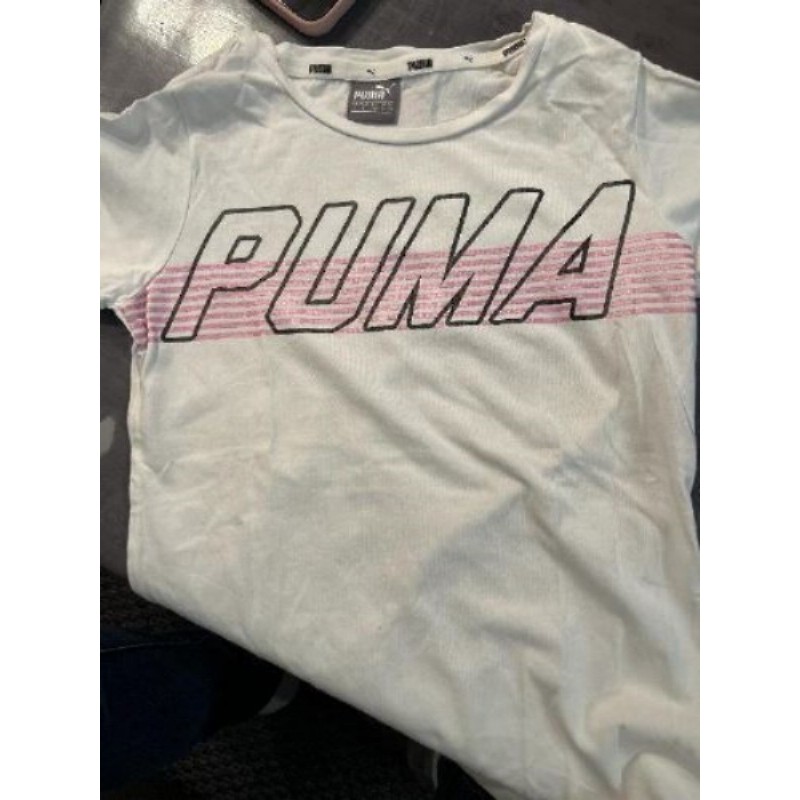 TEE shirt puma blanc écriture rose 7ans 