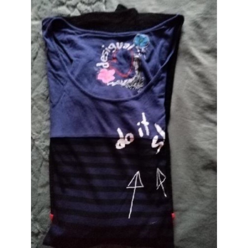 ROBE DESIGUAL (NOIR/BLEU/RAYE) - T.XL