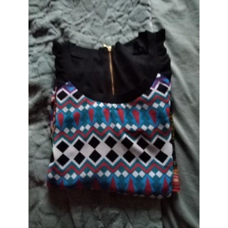 ROBE VOILE DESIGUAL IMPRIMEE - T.46