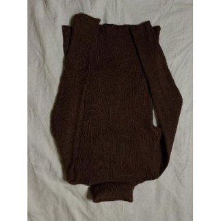 Pull cotelé col roulé marron