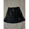 Jupe en similicuire plissée noire + ceinture
