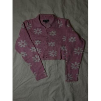 Gilet court rose à fleurs...