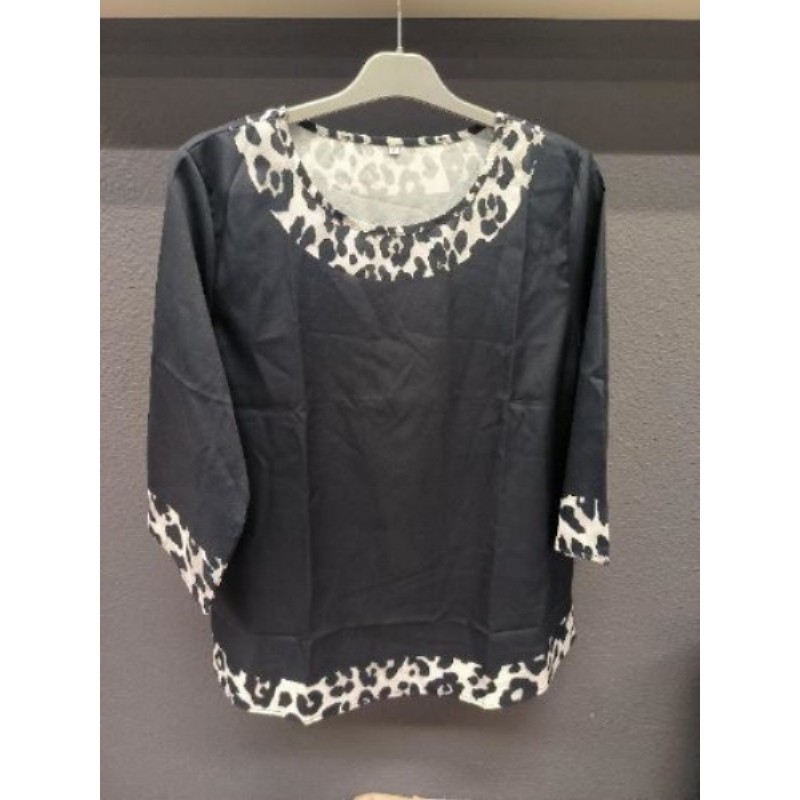 Tunique noir motif léopard blanc XXL neuve