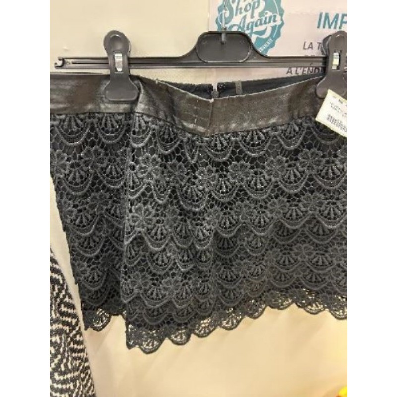 Jupe coton dentelle noire doublée "IKKS" T38