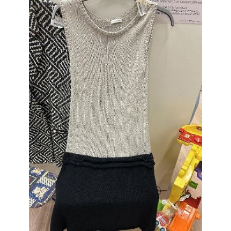 Robe bicolore noire & beige coton et laine "DIMENSION" T36