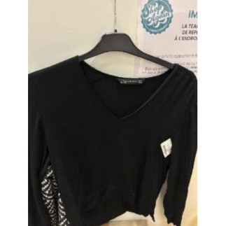 Chemise noire col V "ZARA" TS