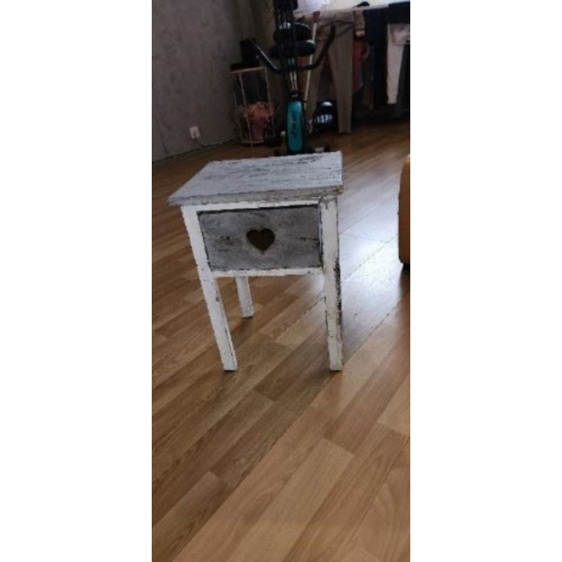 Petite table de chevet gris/blanc