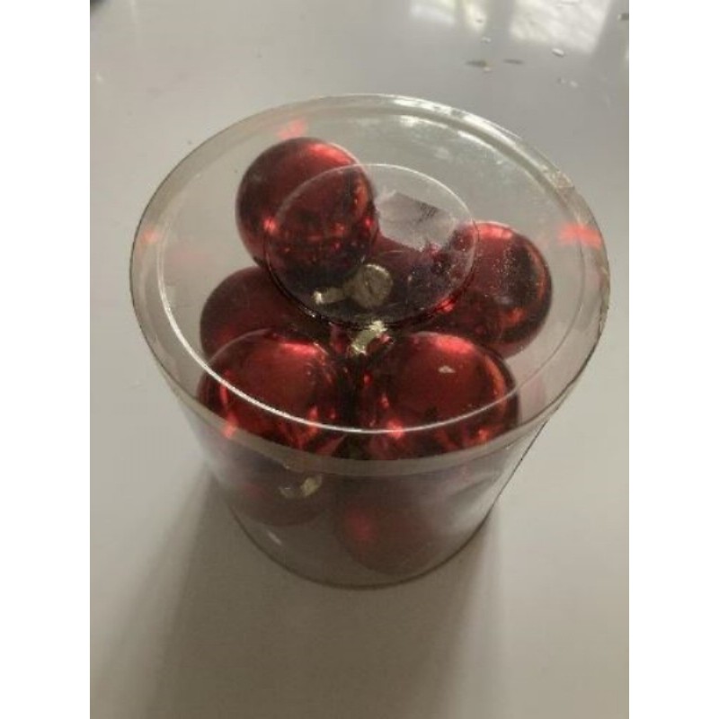 Boîte 12 boules rouges de Noël 