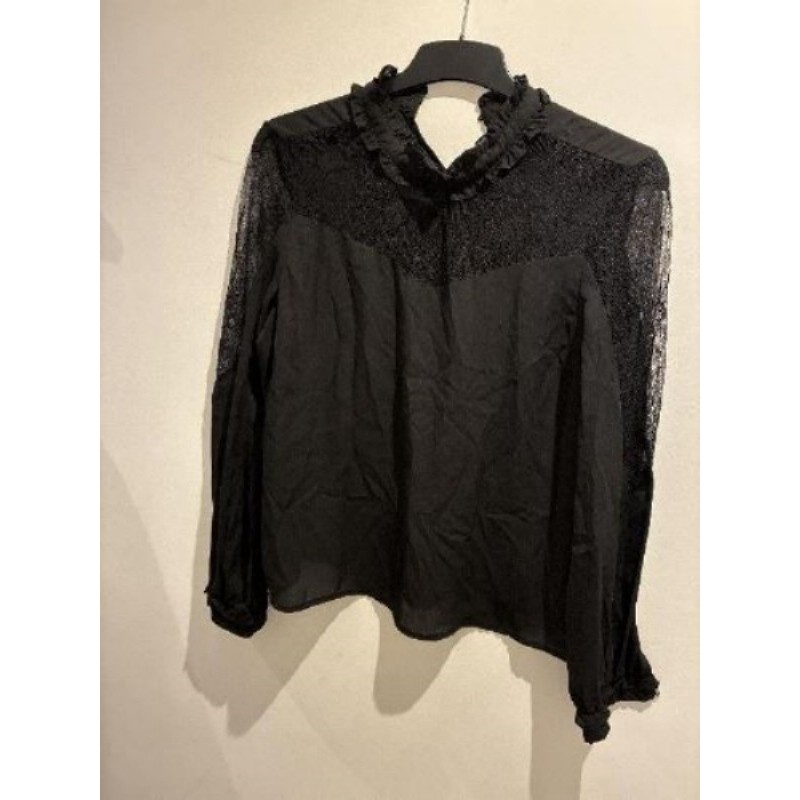 Chemisier noir col et manches dentelle Primark t.42