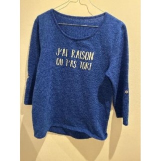 Pull bleu roi manche 3/4 t.M