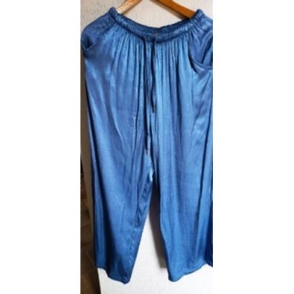 PANTALON SOIREE  SATIN BLEU T2