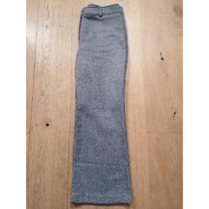 Pantalon 44% laine coupe large, doublée jusqu'aux genoux, rayures très fines noires/gris - ETAM - Ta
