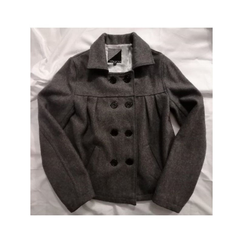 Veste grise 72% laine - Ample plis dos/devant - Double boutonnage croisé - Belle doublure - Marque V