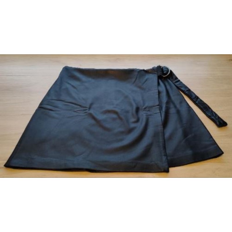 Jupe portefeuille simili-cuir noir - T.38