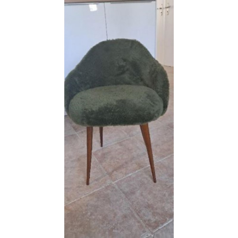 Fauteuil moumoute vert années 70