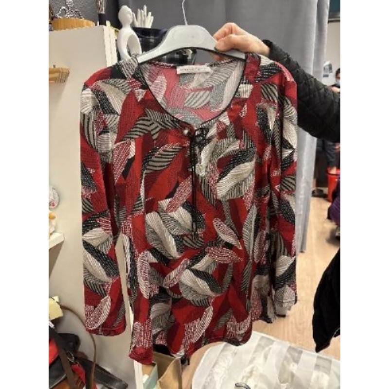 Haut manches 3/4 taille 1 ARMAND THIERRY rouge -cc