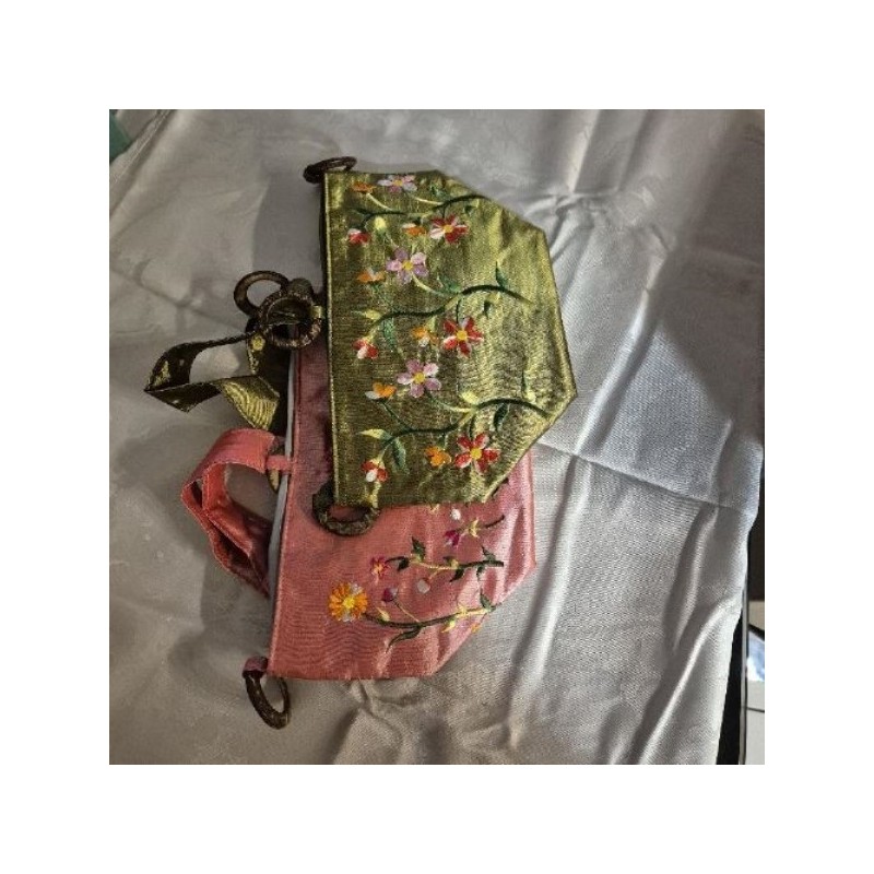 Lot de 2 petits sacs de rangement brodés 