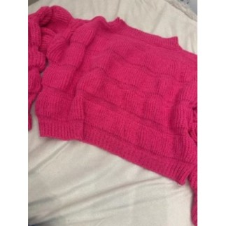 Pull en laine rose fluo...