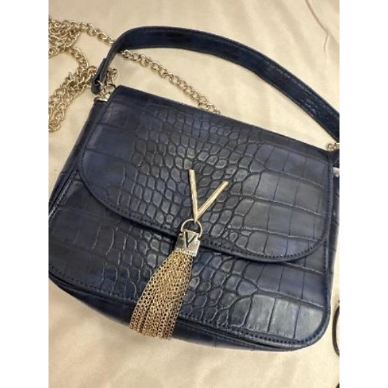 Sac à main Valentino style crocodile bleu 