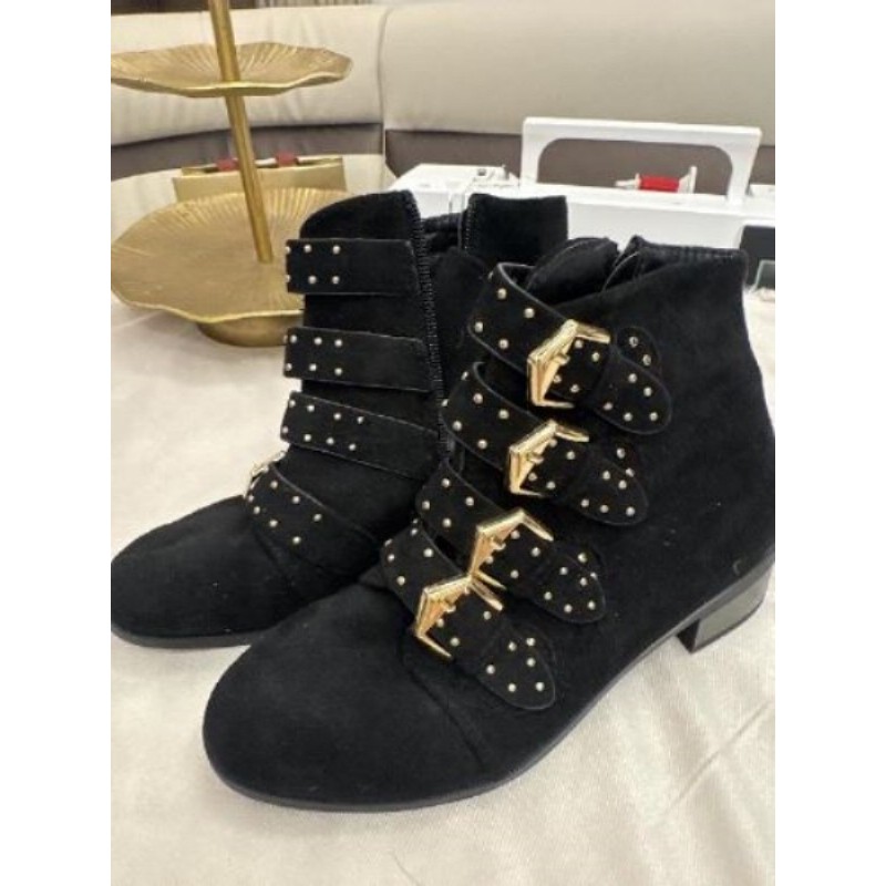 Bottine courte à boucle doré en nubuck noir pointure 36