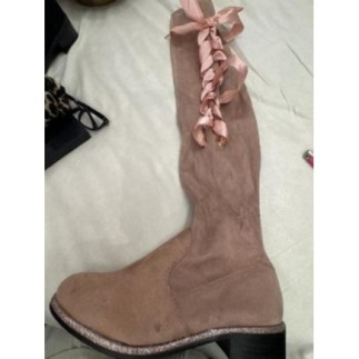 Cuissarde en nubuck rose...