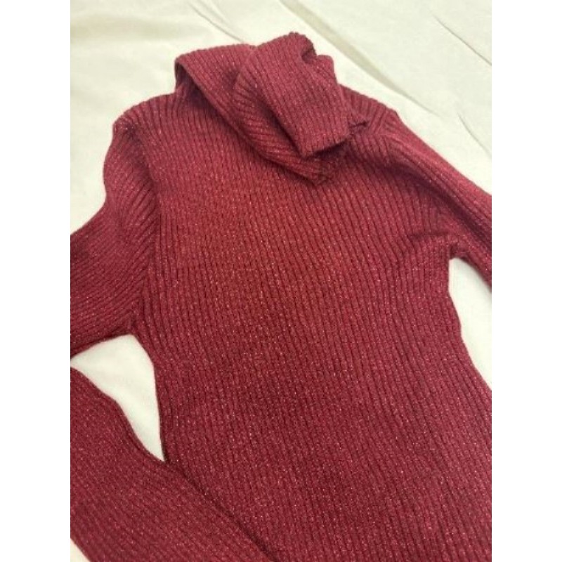Col roulé cour bordeaux pailletée M/L