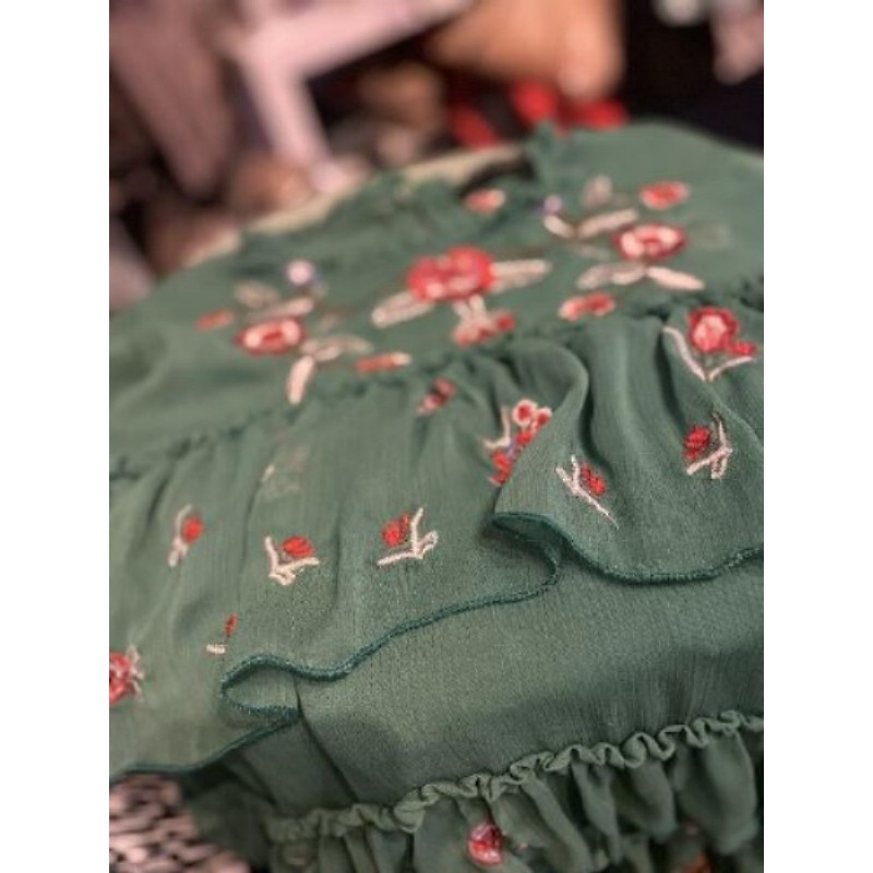 T.L - haut froufrou vert