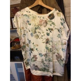 S/M haut femme satiné fleuri