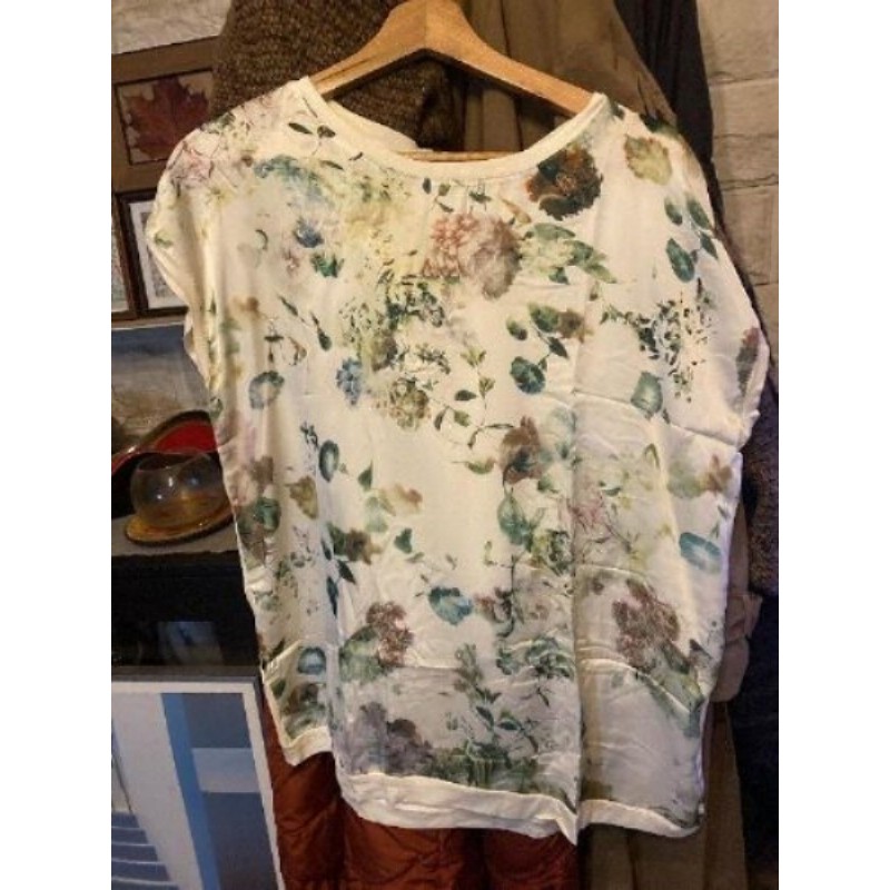 S/M haut femme satiné fleuri