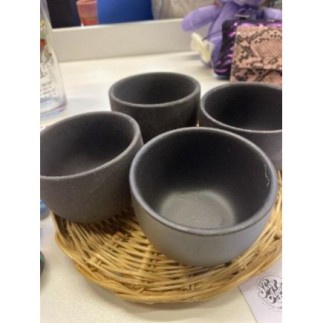 4 tasses avec plateau osier