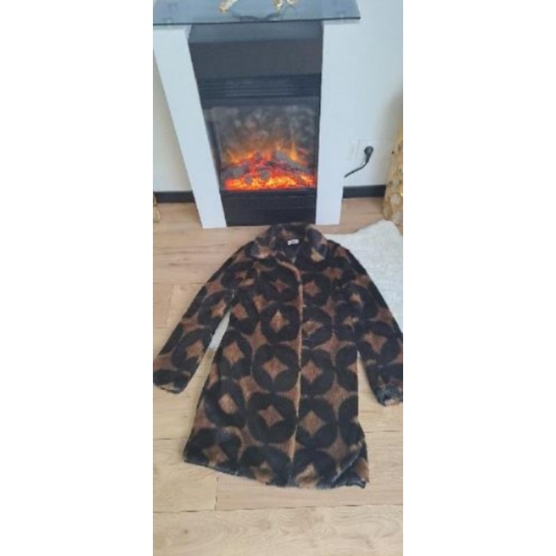 Manteau fourrure losanges noir marron kate laltramoda S/M