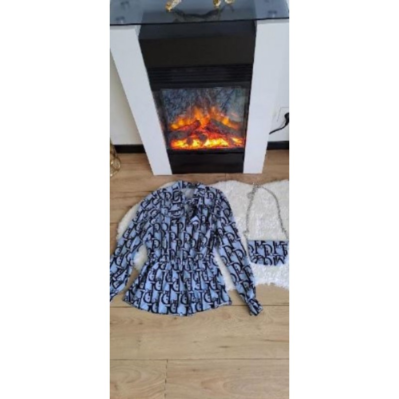 Ensemble Chemisier bleu + sac assortie moda italia S/M