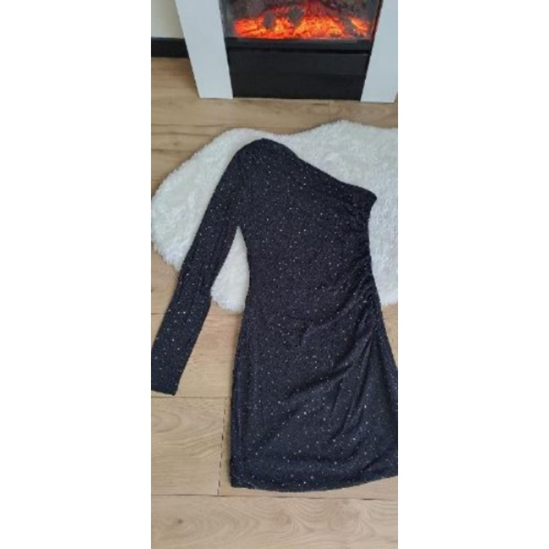 Robe strass gris noir 1 manche vera&lucy L≡S