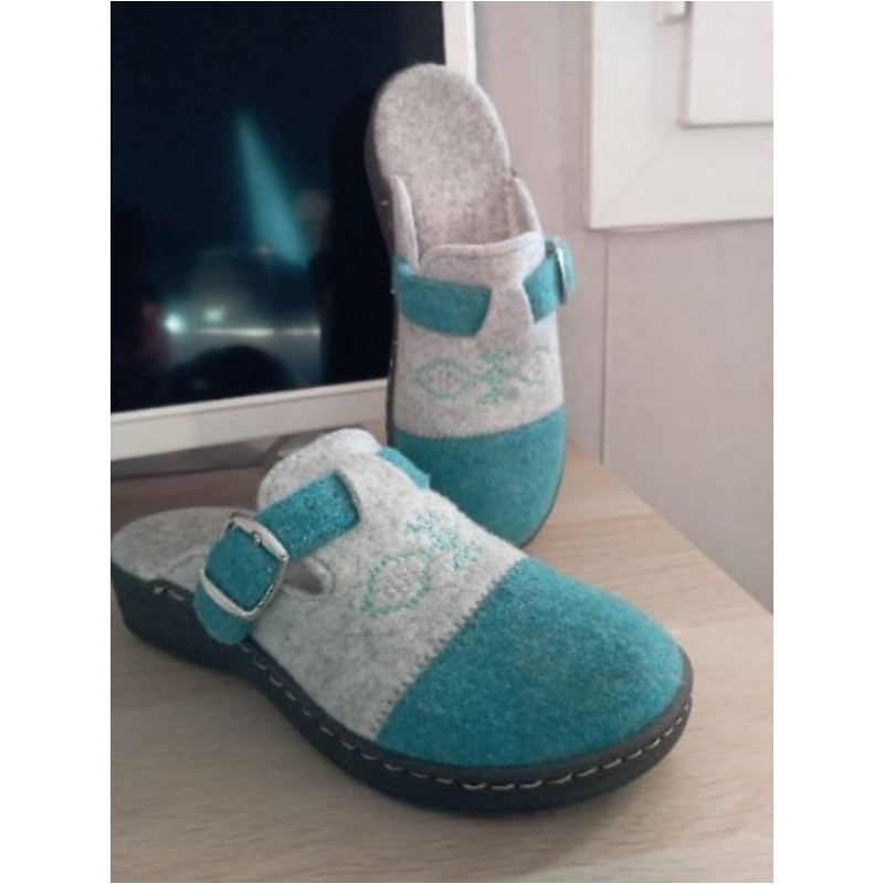 CHAUSSONS FEMME BLEU / GRIS T 36