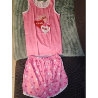 Pyjama short rose cœur...